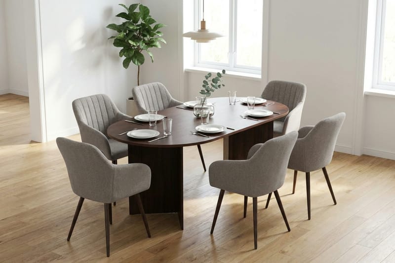 Vera Matgrupp rektangulärt 220 cm Valnöt med 6 Filippa Matstolar - Valnöt - Möbler - Bord & matgrupp - Matgrupp