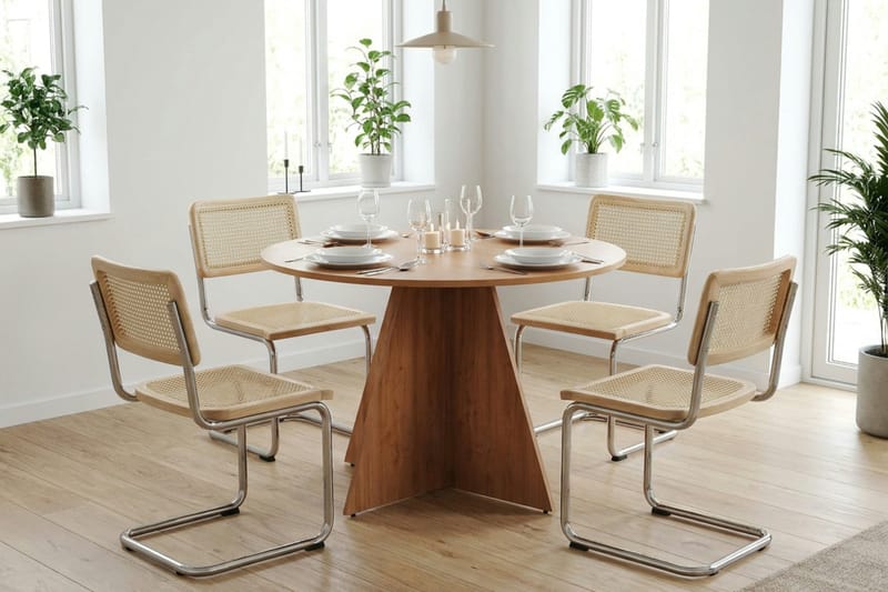 Vera Matgrupp runt 110 cm Ek med 4 Build Matstolar - Ek - Möbler - Bord & matgrupp - Matgrupp