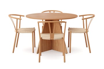 Vera Matgrupp runt 110 cm Ek med 4 Elysia Matstolar - Ek - Möbler - Bord & matgrupp - Matgrupp