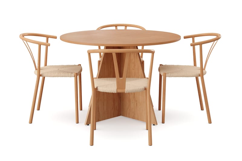 Vera Matgrupp runt 110 cm Ek med 4 Elysia Matstolar - Ek - Möbler - Bord & matgrupp - Matgrupp