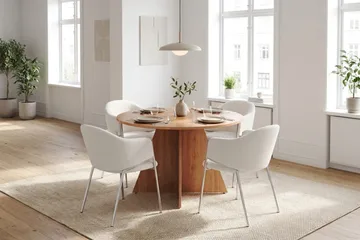 Vera Matgrupp runt 110 cm med 4 Filip Matstolar - Ek - Möbler - Bord & matgrupp - Matgrupp