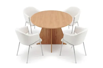 Vera Matgrupp runt 110 cm med 4 Filip Matstolar - Ek - Möbler - Bord & matgrupp - Matgrupp