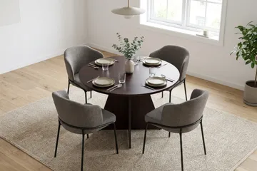 Vera Matgrupp runt 110 cm med 4 Filip Matstolar - Rökt ek - Möbler - Bord & matgrupp - Matgrupp