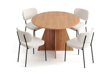 Vera Matgrupp runt 110 cm med 4 Gemmiano Matstolar - Ek - Möbler - Bord & matgrupp - Matgrupp