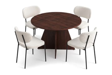 Vera Matgrupp runt 110 cm med 4 Gemmiano Matstolar - Valnöt - Möbler - Bord & matgrupp - Matgrupp