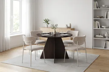 Vera Matgrupp runt 110 cm med 4 Lucy Matstolar - Rökt ek - Möbler - Bord & matgrupp - Matgrupp