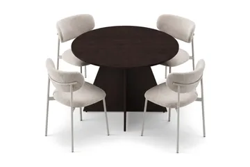 Vera Matgrupp runt 110 cm med 4 Lucy Matstolar - Rökt ek - Möbler - Bord & matgrupp - Matgrupp