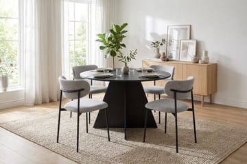 Vera Matgrupp runt 110 cm med 4 Lucy Matstolar - Svartlaserad ek - Möbler - Bord & matgrupp - Matgrupp