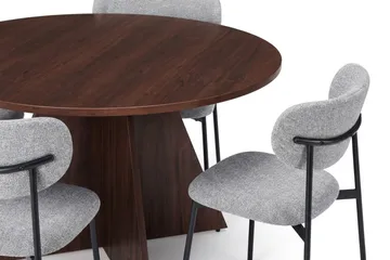 Vera Matgrupp runt 110 cm med 4 Lucy Matstolar - Valnöt - Möbler - Bord & matgrupp - Matgrupp