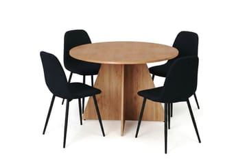 Vera Matgrupp runt 110 cm med 4 Nibe Matstolar - Ek - Möbler - Bord & matgrupp - Matgrupp