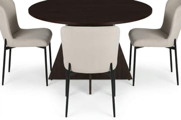 Vera Matgrupp runt 110 cm Rökt Ek med 4 Elsie Matstolar - Rökt ek/Beige - Möbler - Bord & matgrupp - Matgrupp