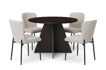 Vera Matgrupp runt 110 cm Rökt Ek med 4 Elsie Matstolar - Rökt ek/Beige - Möbler - Bord & matgrupp - Matgrupp