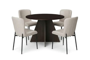 Vera Matgrupp runt 110 cm Rökt Ek med 4 Elsie Matstolar - Rökt ek/Beige - Möbler - Bord & matgrupp - Matgrupp