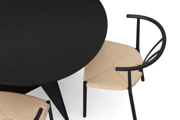 Vera Matgrupp runt 110 cm Svart med 4 Elysia Matstolar - Svartlaserad ek - Möbler - Bord & matgrupp - Matgrupp
