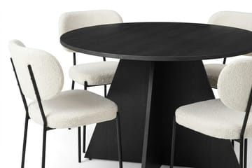 Vera Matgrupp runt 110 cm Svart med 4 Gemmiano Matstolar - Svartlaserad ek - Möbler - Bord & matgrupp - Matgrupp