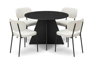 Vera Matgrupp runt 110 cm Svart med 4 Gemmiano Matstolar - Svartlaserad ek - Möbler - Bord & matgrupp - Matgrupp
