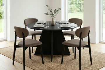 Vera Matgrupp runt 110 cm Svart med 4 Molly Matstolar - Svart - Möbler - Bord & matgrupp - Matgrupp