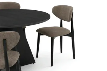 Vera Matgrupp runt 110 cm Svart med 4 Molly Matstolar - Svart - Möbler - Bord & matgrupp - Matgrupp