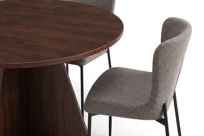 Vera Matgrupp runt 110 cm Valnöt med 4 Elsie Matstolar - Valnöt - Möbler - Bord & matgrupp - Matgrupp