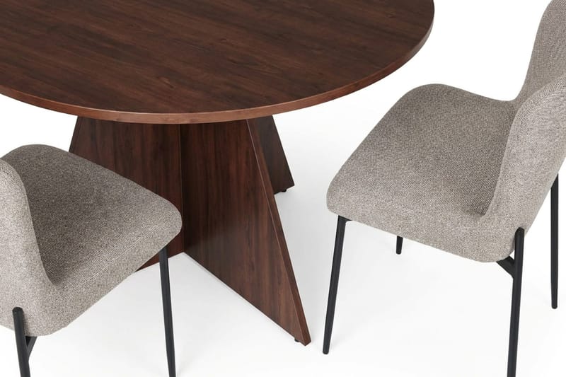 Vera Matgrupp runt 110 cm Valnöt med 4 Elsie Matstolar - Valnöt/Ljusgrå - Möbler - Bord & matgrupp - Matgrupp