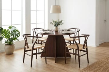 Vera Matgrupp runt 110 cm Valnöt med 4 Elysia Matstolar - Möbler - Bord & matgrupp - Matgrupp