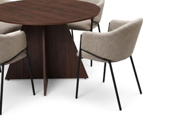 Vera Matgrupp runt 110 cm Valnöt med 4 Filip Matstolar - Valnöt - Möbler - Bord & matgrupp - Matgrupp