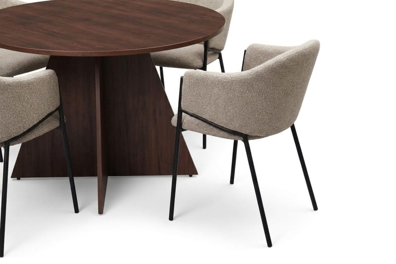 Vera Matgrupp runt 110 cm Valnöt med 4 Filip Matstolar - Valnöt - Möbler - Bord & matgrupp - Matgrupp