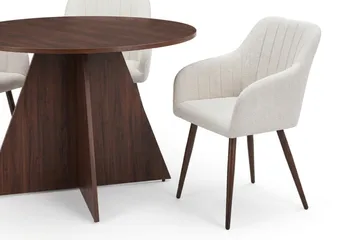 Vera Matgrupp runt 110 cm Valnöt med 4 Filippa Matstolar - Valnöt - Möbler - Bord & matgrupp - Matgrupp