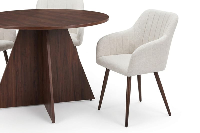 Vera Matgrupp runt 110 cm Valnöt med 4 Filippa Matstolar - Valnöt - Möbler - Bord & matgrupp - Matgrupp