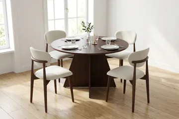 Vera Matgrupp runt 110 cm Valnöt med 4 Molly Matstolar - Valnöt - Möbler - Bord & matgrupp - Matgrupp