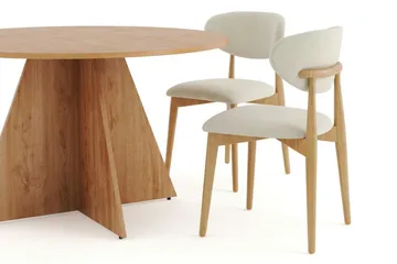 Vera Matgrupp runt 130 cm Ek med 6 Molly Matstolar - Ek - Möbler - Bord & matgrupp - Matgrupp
