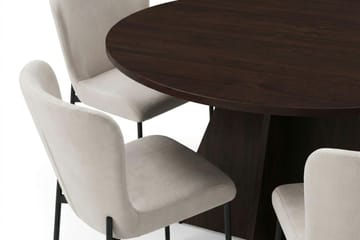 Vera Matgrupp runt 130 cm Rökt Ek med 6 Elsie Matstolar - Rökt ek/Beige - Möbler - Bord & matgrupp - Matgrupp
