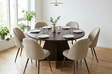 Vera Matgrupp runt 130 cm Rökt Ek med 6 Nibe Plus Matstolar - Rökt ek - Möbler - Bord & matgrupp - Matgrupp