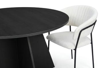 Vera Matgrupp runt 130 cm Svart med 6 Karol Matstolar - Svart - Möbler - Bord & matgrupp - Matgrupp