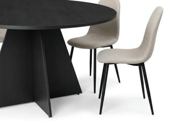 Vera Matgrupp runt 130 cm Svart med 6 Nibe Matstolar - Svart - Möbler - Bord & matgrupp - Matgrupp