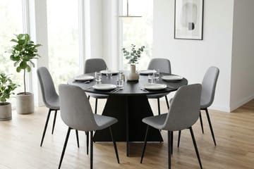 Vera Matgrupp runt 130 cm Svart med 6 Nibe Matstolar - Svart - Möbler - Bord & matgrupp - Matgrupp