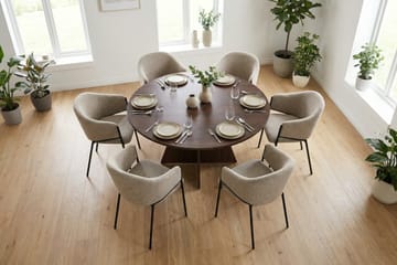 Vera Matgrupp runt 130 cm Valnöt med 6 Filip Matstolar - Valnöt - Möbler - Bord & matgrupp - Matgrupp