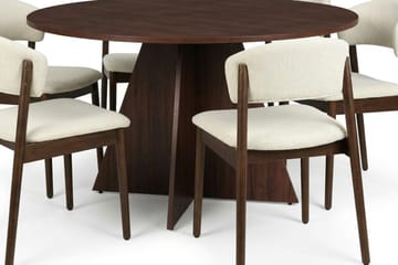 Vera Matgrupp runt 130 cm Valnöt med 6 Nala Matstolar - Valnöt - Möbler - Bord & matgrupp - Matgrupp