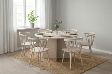 Vera Matgrupp runt 130 cm Vitlaserad med 6 Tyrö Matstolar - Vitlaserad - Möbler - Bord & matgrupp - Matgrupp