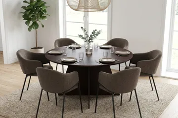 Vera Matgrupp runt 150 cm med 6 Filip Matstolar - Rökt ek - Möbler - Bord & matgrupp - Matgrupp