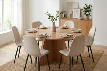 Vera Matgrupp runt 150 cm med 6 Nibe Matstolar - Ek - Möbler - Bord & matgrupp - Matgrupp