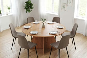 Vera Matgrupp runt 150 cm med 6 Nibe Matstolar - Ek - Möbler - Bord & matgrupp - Matgrupp
