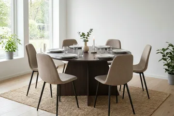 Vera Matgrupp runt 150 cm Rökt Ek med 6 Nibe Matstolar - Rökt ek - Möbler - Bord & matgrupp - Matgrupp