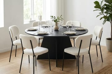 Vera Matgrupp runt 150 cm Svart med 6 Gemmiano Matstolar - Svart - Möbler - Bord & matgrupp - Matgrupp