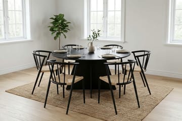 Vera Matgrupp runt 150 cm Svart med 6 Winston Matstolar - Svart - Möbler - Bord & matgrupp - Matgrupp