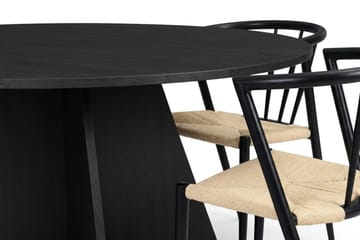 Vera Matgrupp runt 150 cm Svart med 6 Winston Matstolar - Svart - Möbler - Bord & matgrupp - Matgrupp