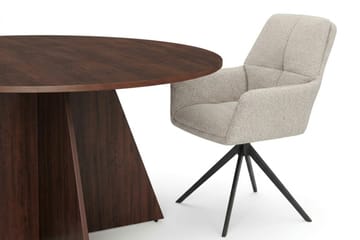Vera Matgrupp runt 150 cm Valnöt med 6 Torsby Matstolar - Valnöt - Möbler - Bord & matgrupp - Matgrupp