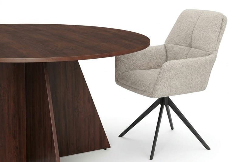 Vera Matgrupp runt 150 cm Valnöt med 6 Torsby Matstolar - Valnöt - Möbler - Bord & matgrupp - Matgrupp