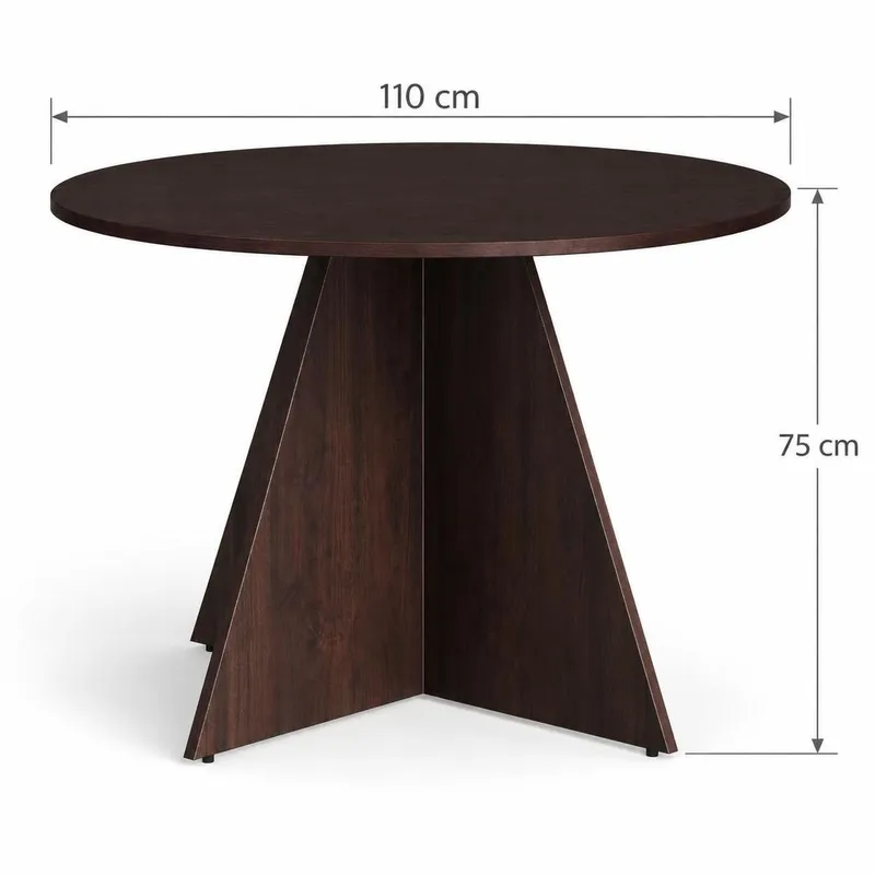 Vera Rund Matgrupp 110 cm – Matbord med 4 Katy Matstolar med Trä- och Rökt Ek-utseende - Mörkbrun - Möbler - Bord & matgrupp - Matgrupp