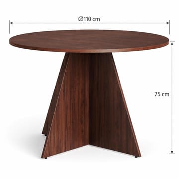 Vera Rund Matgrupp 110 cm – Matbord med 4 Katy Matstolar med Trä- och Valnötsutseende - Brun - Möbler - Bord & matgrupp - Matgrupp